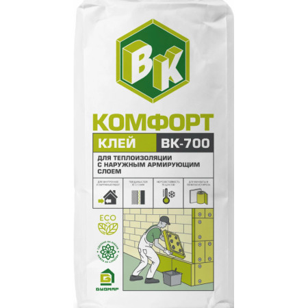 КЛЕЙ ЦЕМЕНТНЫЙ ВК-700 для теплоизоляции с армирующим слоем (25 кг)